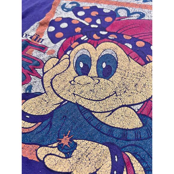 Vintage 80s NORFIN Troll Purple/Pink T-Shirt - Graphic Tee Retro Cartoon - M - Picture 3 of 12